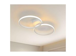 0699967981844 - Kreatives Design LED-Deckenlampe - Moderne Deckenleuchte 36W Doppelring aus Metall Warmes Licht 3000K Durchmesser Einzelring 31cm Weiß - Aiskdan