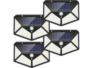 0699969281270 - Comely - 4er-Set 100 LED-Solaraußenleuchten mit Bewegungsmelder 3 Leuchtvarianten IP65 wasserdicht Wandlampen für Garten Terrasse Hof