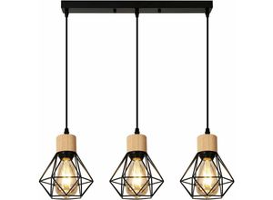 0699970412465 - Comely - Suspensionen E27 Industriekronleuchter mit 3 Vintage Industrial Deckenlampen mit perfektem schwarzem Metalllampeneck für einen modernen Stil