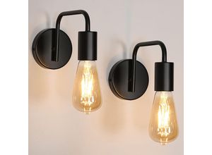 0699974752987 - Industrielle Wandleuchte 2 Pack E27 Schwarz Metall Wandleuchte Vintage Edison Stil für Wohnzimmer Schlafzimmer Bar Restaurant Café (Glühbirnen