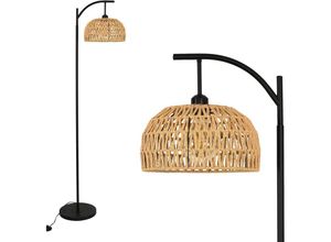 0699976059732 - Comely - Moderne Stehlampe Rattan Stehlampe im Bohème-Stil E27 Lampensockel Vintage-Design mit Fußschalter Naturfarbener Lampenschirm (Glühbirne