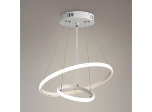 0699976294362 - Aiskdan Weiße LED-Pendelleuchte 27W Modernes Design Runder Doppelring für Esstisch Weißes Licht 4000K