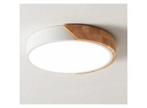 0699976576147 - 30W Moderne LED-Deckenlampe Makkaron Weiß Rund aus Holz 305cm (Weißes Licht 6500K) - Aiskdan