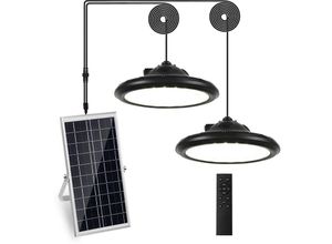 0699978448220 - Wasserdichte Solar-Hängelampe mit zwei Köpfen 200 LEDs Fernbedienung und usb Weißes & Warmes Licht - Comely