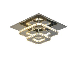 0699982983915 - Led Kristall-Deckenleuchte Edelstahl 30W Moderne quadratische Deckenleuchte Schlafzimmer Regulierbares Licht (Silber) - Aiskdan