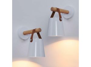 0699983619813 - Goeco - 2 Stück Innenwandleuchte E27 Massivholz-Metall-Wandlampe Massivholz-Gürtel-Wandlampe kreative weiße skandinavische moderne Wandlampe (ohne