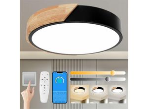 0699986249642 - Comely - Holz -led -Deckenleuchte 30W mit Fernbedienung Moderne runde Deckenlampe Perfekt für Schlafzimmer Schlafzimmer Küche Wohnzimmer Büro ø 30 cm