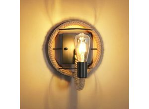 0699986749388 - Retro-Industrie-Wandleuchte Vintage Industrial - Wandleuchte aus Eisen mit Hanfschnur-Design E27-Sockel für Bars Dachböden Restaurants - Länge 26