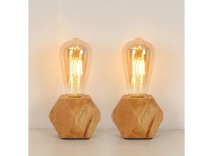 0699986960608 - Schreibtischlampe 2 Stück Vintage Holz Diamant Tischlampe Dekorative Industrielampe mit E27 Fassung für Schlafzimmer Wohnzimmer Café Bar Büro