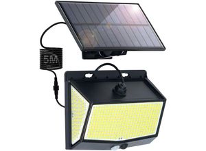 0699988476558 - Comely - 468 led Outdoor-Solarleuchte mit Bewegungsmelder - IP65 Wasserdicht 3 Modi Outdoor-Solarlicht 5M Kabel 270° Outdoor-Solarbeleuchtung für