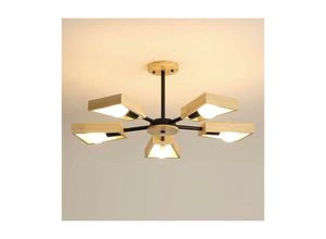 0699989181680 - Holzsuspension Vintage -Leuchte -Leuchten für Innenbeleuchtung Holz fünf geometrische Lichter Pendelleuchte für 5 E27 -Glühbirnen (ohne Glühbirne)