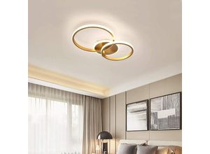 0699989979874 - Aiskdan - 42W led Deckenleuchte Gold 3-Flammig led Deckenlampe 52CM Moderne Rund Ring Design Aluminium Deckenleuchten Wohnzimmerlampe Schlafzimmer