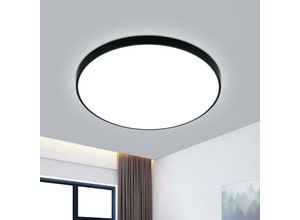 0699990588393 - Schwarze LED-Deckenlampe 24W 6500K - Wasserdicht IP54 - Ideal für Badezimmer Wohnzimmer Küche Schlafzimmer - Ø27cm - Aiskdan