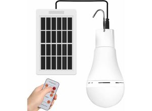 0699991367614 - Goeco - led Solar Glühbirne Solarlampen für Außen 7W weißes Licht Hängelampe mit fernbedienung usb Schnittstelle 3m Verlängerungskabel campinglampe