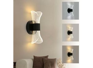 0699992697062 - Delaveek - led Wandleuchte Dimmbare Moderne Wandlampe Dimmbar 3000K 4000K 6000K Für Schlafzimmer Wohnzimmer Flur Diele Schwarz