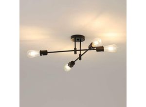 0699993016367 - Aiskdan - Plafonnier Industriel 4-Lumières Lampe de Plafond Rétro Vintage Moderne Lustres Plafonnier Suspension E27 pour Salon Chambre Cuisine Noir