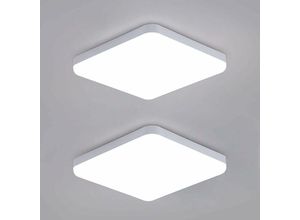 0699994213062 - Comely - 2er-Set LED-Deckenleuchten quadratisch 32W wasserdicht IP54 3600LM 6500K Kaltweiß - Ideal für Badezimmer Küche Flur Balkon