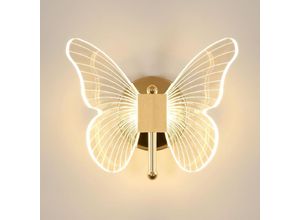 0699994902072 - Delaveek - Wandleuchte Schmetterling led 10W Kreative Wandlampe einstellbare 3-Farben 3000K-6500K für Nachttisch Schlafzimmer