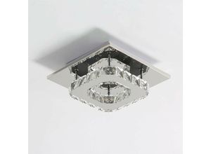 0699996036867 - Delaveek - Kristall led Deckenleuchte Deckenleuchte Kristall Edelstahl Lampe K9 Moderne Einbauleuchte Quadratische Leuchte Kronleuchter Deckenleuchte