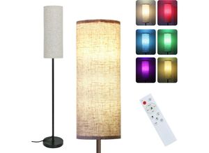 0699996068486 - COMELY Stehleuchte Wohnzimmer Dimmbar Industrielle RGB Mit Dimmer Leinen Lampenschirm Lampe Für Schlafzimmer Wohnzimmer Büro