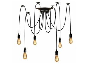 0699998607096 - Aiskdan - Suspension Luminaire Induistrielle Lampe Araignée 6 Bras Réglable Lampe Lustre Rétro Vintage Multi-Lumière Eclairage de plafond Luminaire