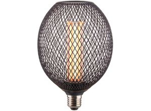 0701871626350 - Oihpaw - led Lampen Metallkäfig led Leuchtmittel E27 4W Edison Vintage Glühbirne 1800K Warmes Gelb led Lampe Schwarz