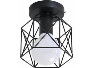 0704768505684 - Goeco - Industrial Vintage Deckenleuchte Schwarz Semi-Flush Mount Pendelleuchte Geometrischen Metall Lampenschirm led Deckenlampe mit E26 E27