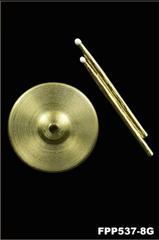 0705414733437 - Anstecker Becken FP-Schmuck Cymbal Sticks #537 8 Musikergeschenke Musikerschmuck