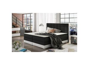 0706398725210 - Fun Moebel - Boxspringbett Bett prato Webstoff Schwarz  Kunstleder Weiß 120x200cm