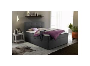 0706398726675 - Boxspringbett Schlafzimmerbett monza Kunstleder Anthrazit 140x200 cm