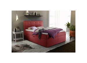 0706398726736 - Boxspringbett Schlafzimmerbett monza Kunstleder Rot 160x200 cm