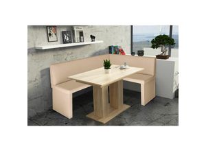 0706398726965 - Fun Moebel - Eckbankgruppe 168x128 cm robin l Creme   Esstisch dante Sonoma Eiche