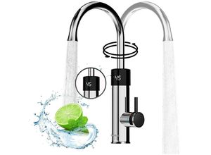 0709987183408 - Elektrische Heizung Wasserhahn 3200W Edelstahl 360° Swivel Tap lcd Temperaturanzeige Wasserhahn Silber - Oihpaw