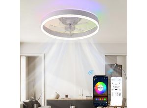 0709987806659 - Deckenventilator mit Beleuchtung Fernbedienung app rgb farbenfroh Farbwechsler Deckenleuchte 6 Windstärke Timing - Oihpaw