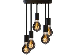 0709987806697 - Deckenleuchte E27 Retro Pendelleuchte Deckenlampe Metall 5 flammige Leuchter industrieller Stil Schwarze - Oihpaw