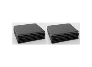 0710535582369 - 12x Schieferplatten 10x10x05 quadratisch Untersetzer Tischplatz 10cm Schiefer