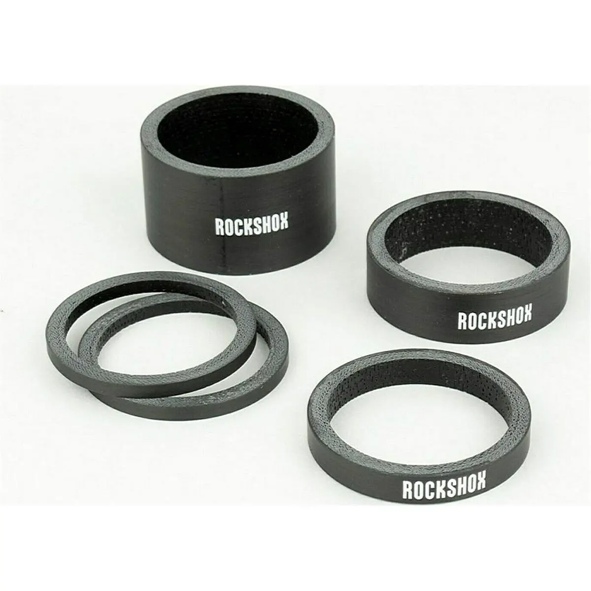 0710845841095 - Steuersatz Spacer Set aus UD-Carbon mit glänzendem weißen Logo - 2x5mm 1x10mm 1x20mm