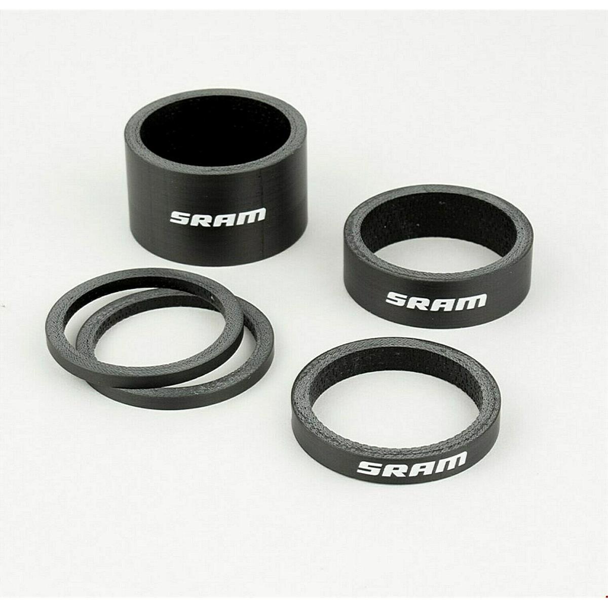 0710845841118 - Sram Distanzstücke Set aus UD-Carbon - 2x 25mm 1x 5mm 1x 10mm 1x 20mm Weißes Logo