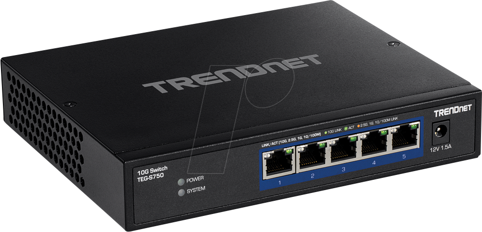 0710931140705 - TEG-S750 5-Port 10G Switch 5 10G RJ-45 Ports 100 Gbps Switching-Kapazität unterstützt 25G und 5G-Base-T Verbindungen Schwarz - Trendnet