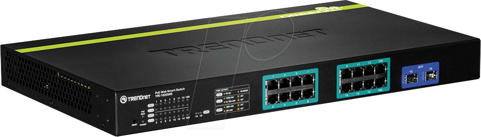 0710931160093 - TRENDnet TPE 1620WS 16-Port Gigabit Web Smart PoE+ Switch - Switch - 16 Anschlüsse - managed - an Rack montierbar