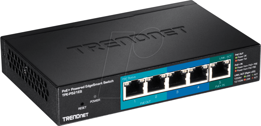 0710931161229 - TrendNet TRENDnet Switch 5-Port Gbit EdgeSmart PoE+ 18 W Metall Netzwerk Switch 2000 MBit s PoE-Funktion