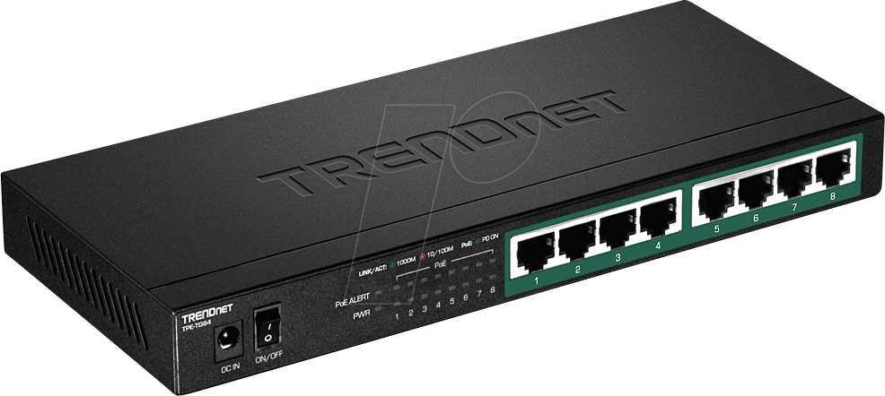 0710931162257 - TRENDnet 8-Port Gigabit PoE+ Switch (120W) TPE-TG84