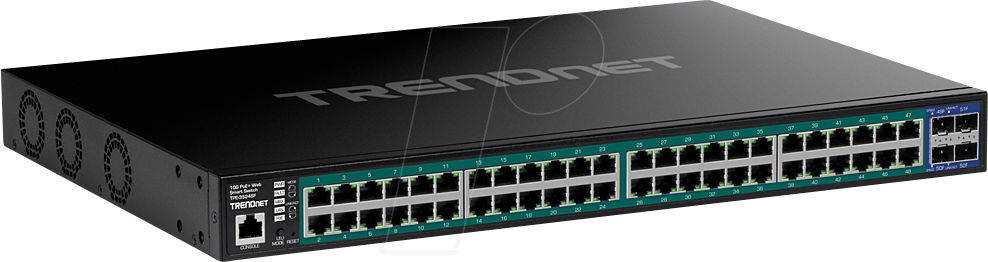 0710931162523 - TRENDnet TPE-3524SF - Switch - 52 Ports Web - L2+ - Smart - 48 x 10 100 1000 (PoE+) + 4 x 10 Gigabit SFP+