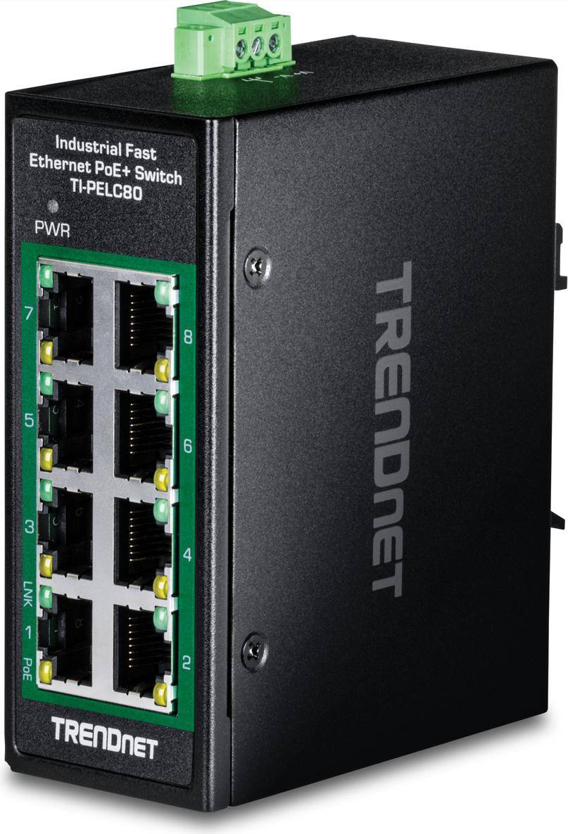 0710931162967 - TRENDnet 8-Port Industrial Fast Ethern PoE+ DIN-Rail Switch