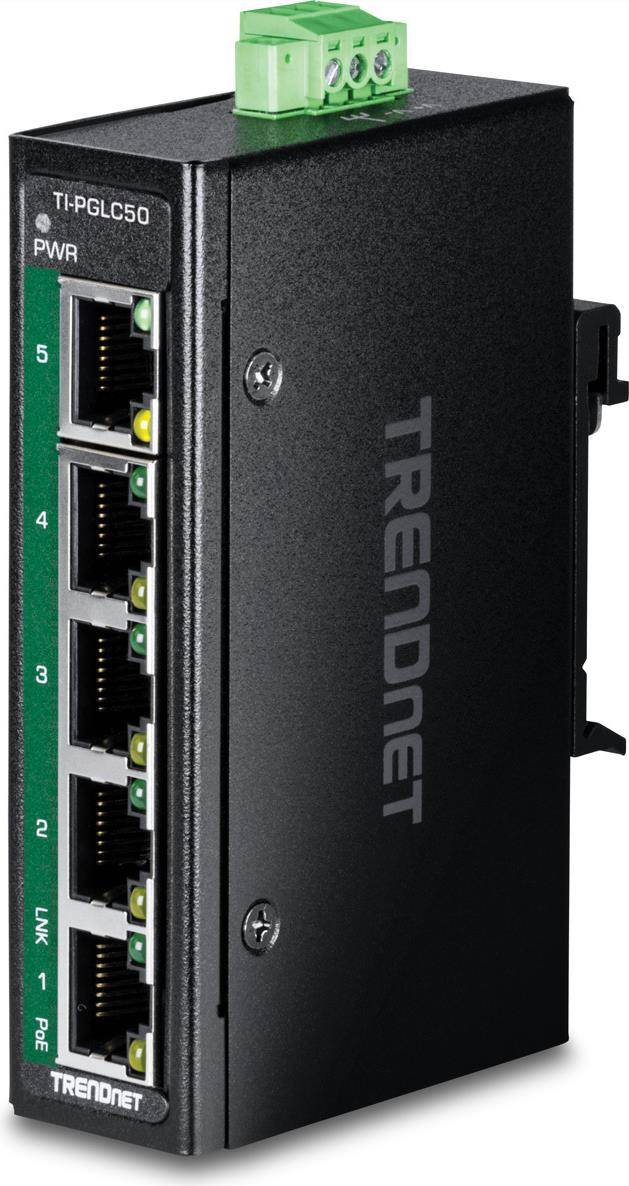 0710931162974 - TRENDnet 5-Port Industrial Gigabit PoE+ DIN-Rail Mini Switch