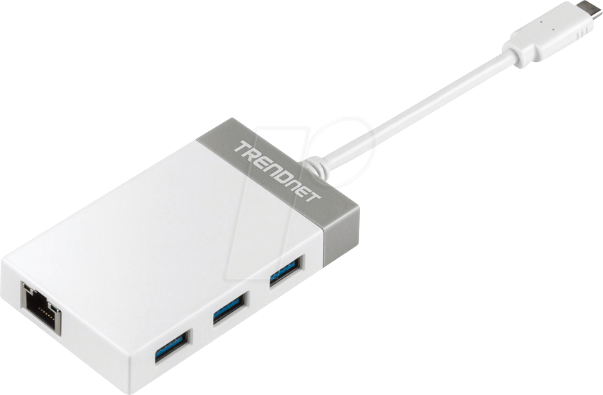 0710931180169 - TRENDnet Hub USB-C zu Gigabit Ethernet und 3x USB 30