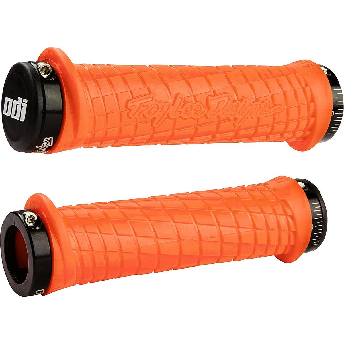 0711484160332 - MTB Griffe Troy Lee Designs Lock-On Orange mit schwarzen Klemmen 130mm