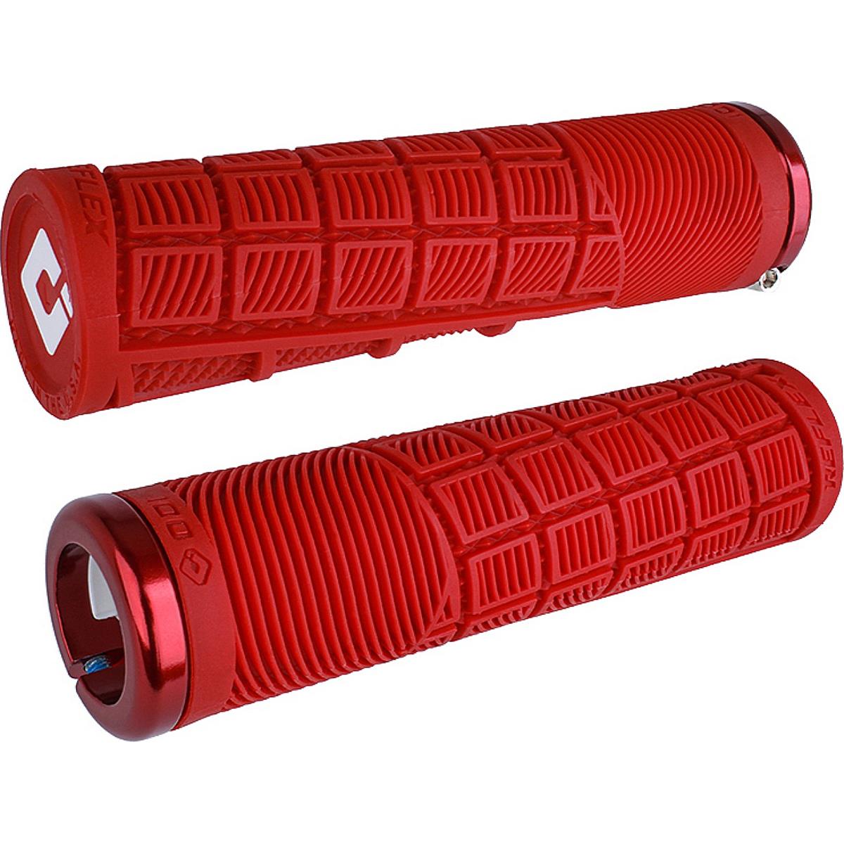 0711484194979 - Odi Grips Reflex V21 Lock-On Rote Griffe mit Roten Klemmen 135mm für BMX und MTB