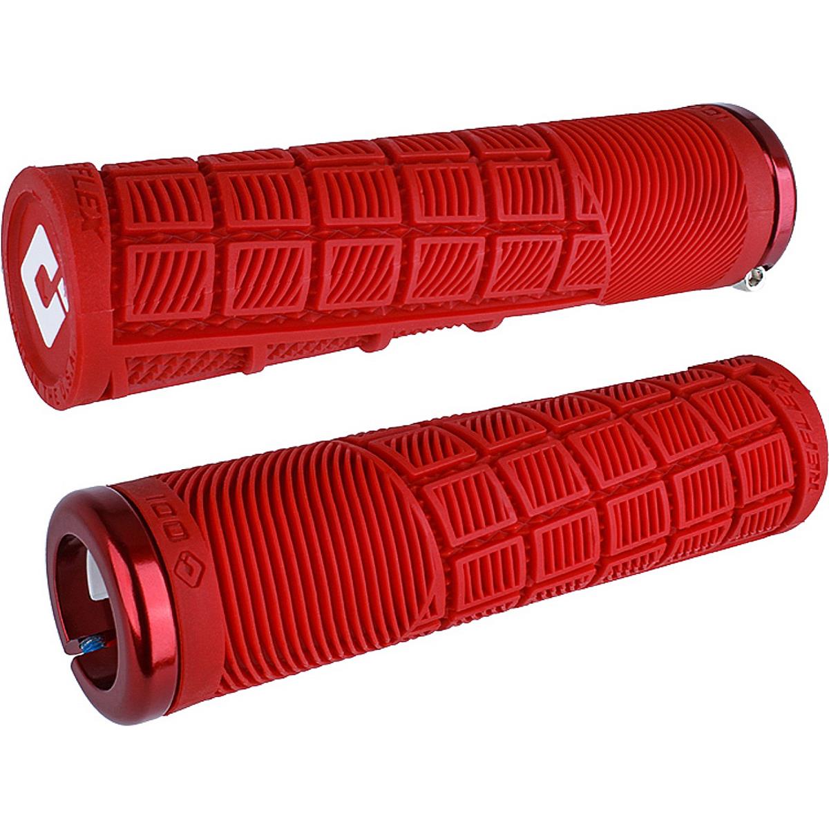 0711484195006 - Odi Grips Reflex XL V21 Lock-On Rot mit roten Klemmen 135mm für BMX und MTB