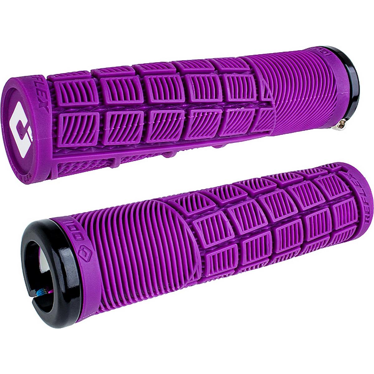 0711484195075 - Odi Grips Reflex V21 Lock-On Lila mit schwarzen Klemmen 135mm für BMX und MTB